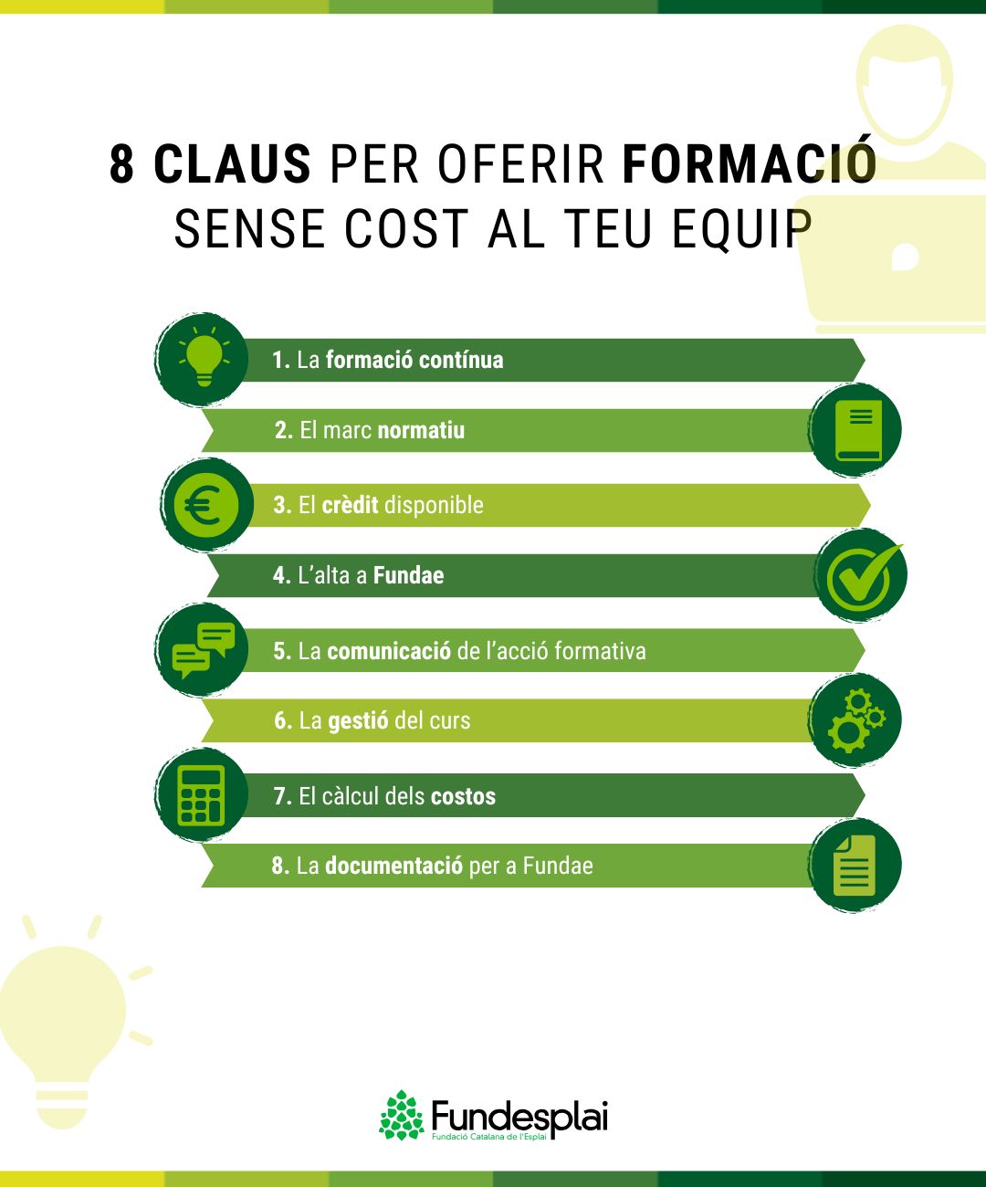 Infografía para ilustrar claves para ofrecer formación sin coste a tu equipo